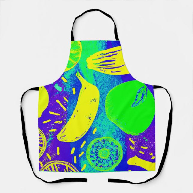 Expressive Fruits Neon Colour Pattern Art Apron (Front)