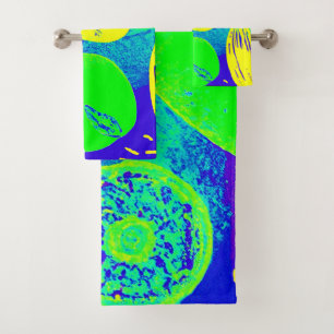 Expressive Fruits Neon Colour Pattern Art Bath Towel Set