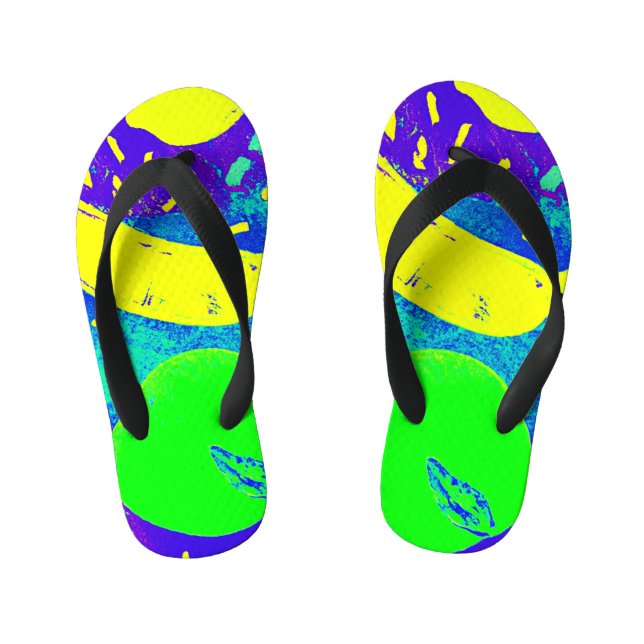 Expressive Fruits Neon Colour Pattern Art Kid's Flip Flops (Footbed)
