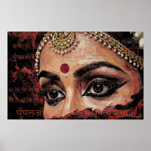 Expressive Kathak Dancer Eyes Cultural Wall Art