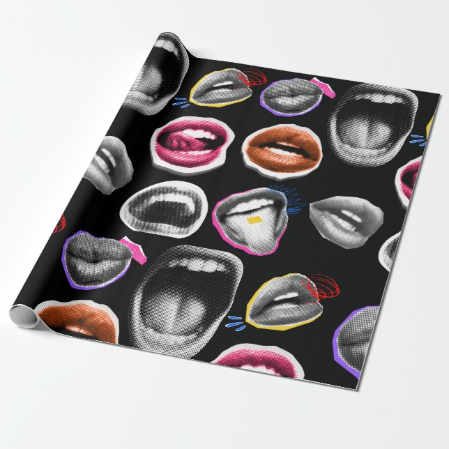 Expressive Lips Wrapping Paper (Unrolled)