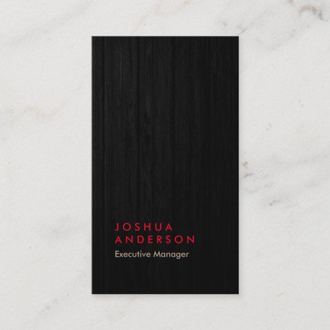 Expressive look wood grey black red professional business card (Front)