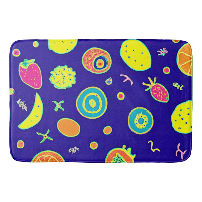 Expressive Neon Fruit Artistry Pattern Bath Mat (Front)