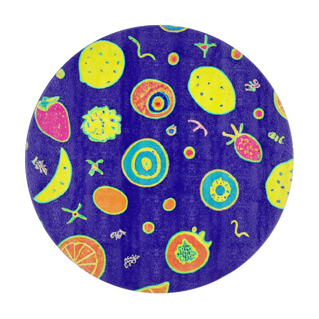 Expressive Neon Fruit Artistry Pattern Cutting Board (Front)