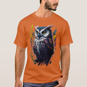 Expressive Owl Design Captivating WatercolorStyle T-Shirt