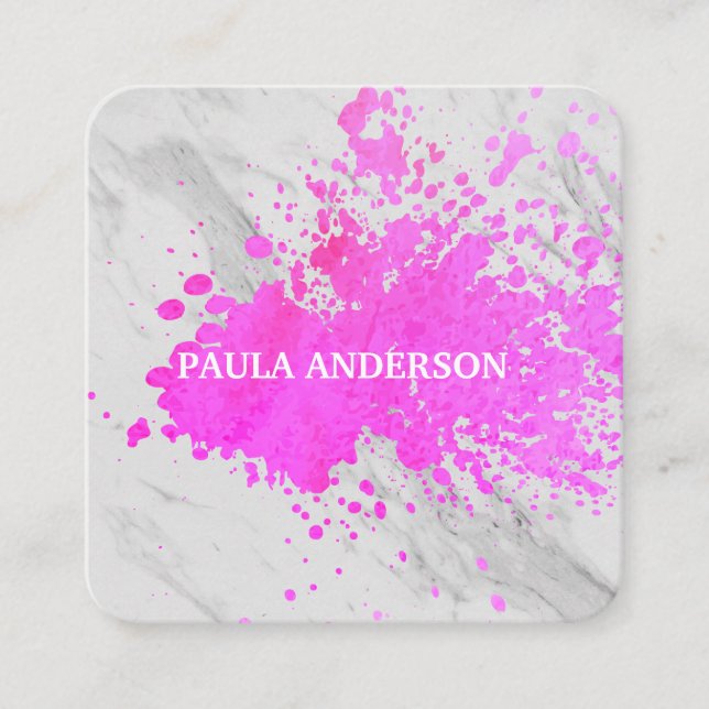 Expressive Paint Marble Texture Square Business Card (Front)