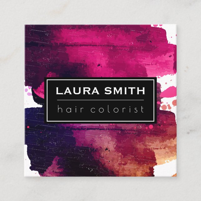 Expressive Paint Square Business Card (Front)