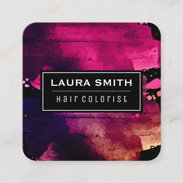 Expressive Paint Square Business Card (Front)
