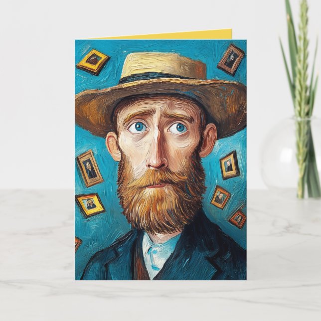 Expressive Portrait Bearded Man in Van Gogh Style Invitation (Front)