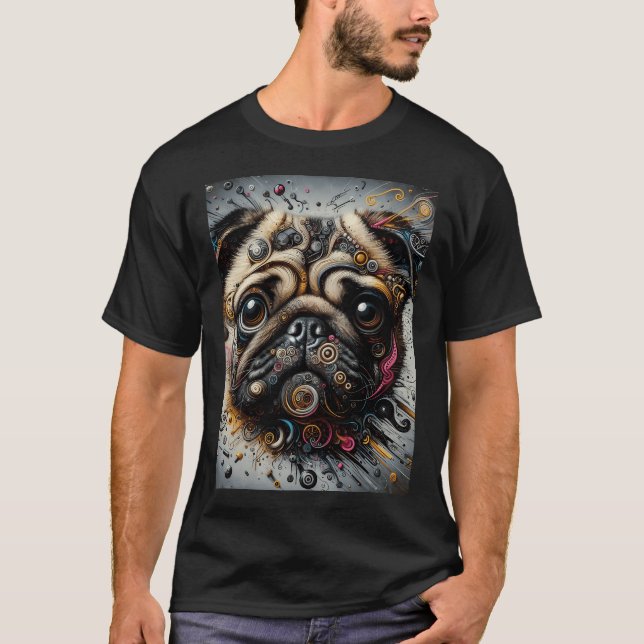 Expressive Pug Dog T-Shirt (Front)
