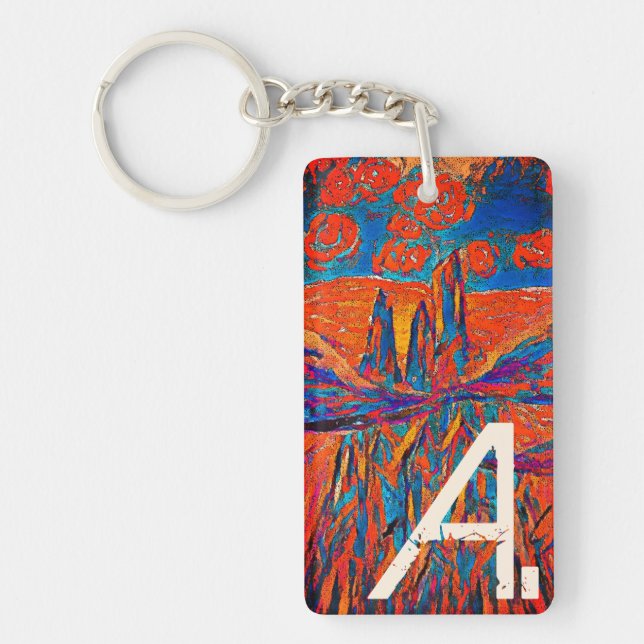 Expressive Roses in the Sky and Monogram Key Ring (Front)