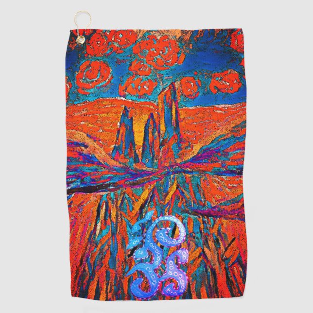 Expressive Roses in the Sky Impressionist Mystery Golf Towel (Front)