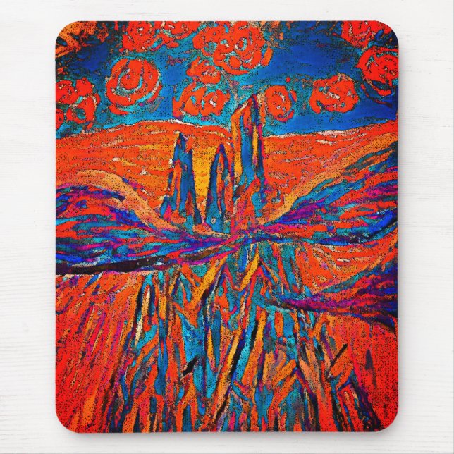 Expressive Roses in the Sky Mouse Mat (Front)