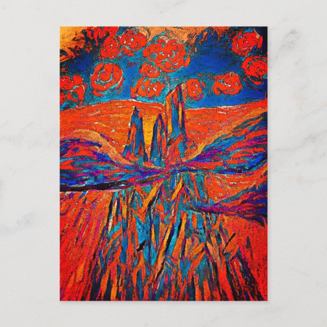 Expressive Roses in the Sky Postcard (Front)