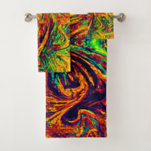Expressive Vibrant Color Pattern Bath Towel Set