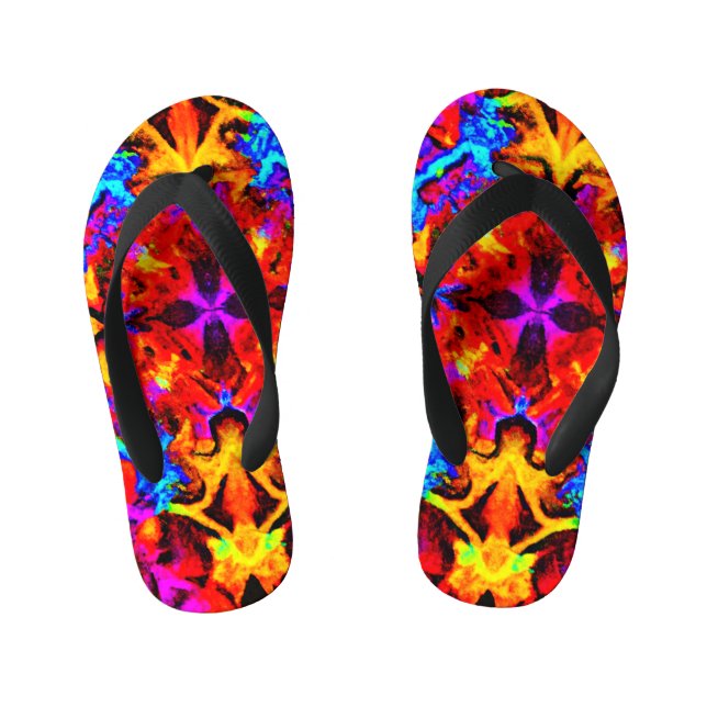 Expressive Vibrant Colours Artistry Kid's Flip Flops (Footbed)