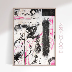Expressive wabi sabi black abstract painting  poster