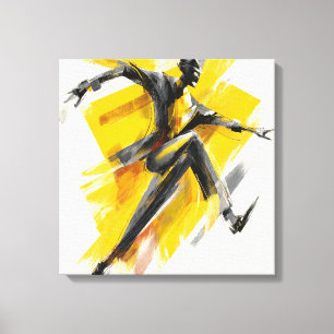 Expressive Yellow Dancer Sketch Art Canvas Wall