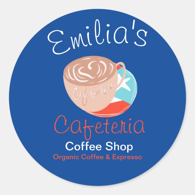 Expresso Spanish Coffee Shop  Hand-Drawn Logo Classic Round Sticker (Front)