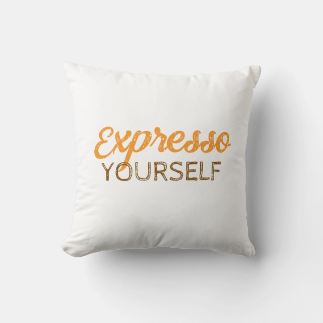 Expresso Yourself Coffee Quote Cushion (Front)