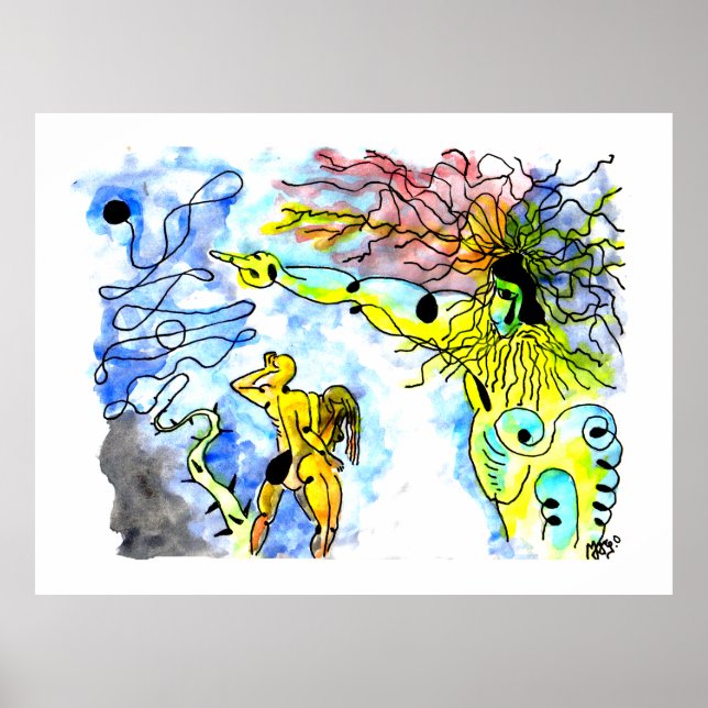 EXPULSION FROM PARADISE -Ink and watercolor Poster (Front)