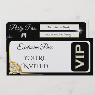Exquisit VIP Diamonds & Silver New Year's Eve Invitation