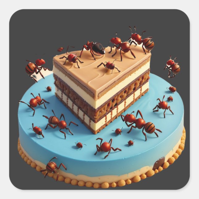 Exquisite Art - Cake and Ants Square Sticker (Front)