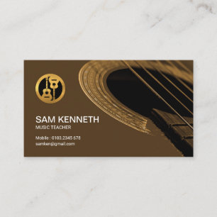Exquisite Artistic Guitar Rosette Music Teacher Business Card