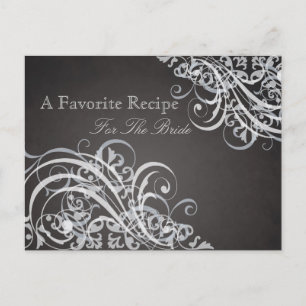 Exquisite Baroque B&W Bridal Shower Recipe Card