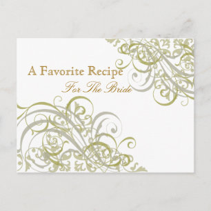 Exquisite Baroque Gold Bridal Shower Recipe Card