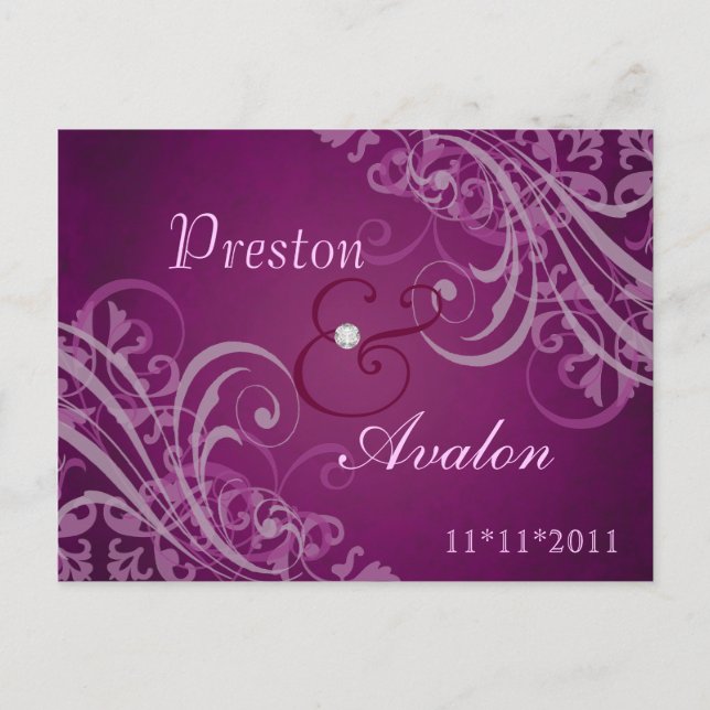 Exquisite Baroque Pink Save The Date Postcard (Front)