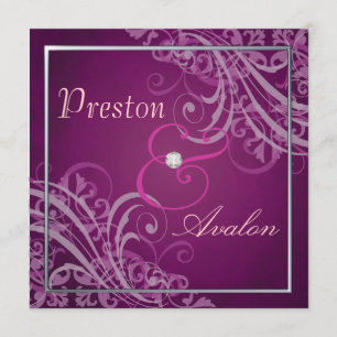 Exquisite Baroque Pink Scroll  Invitation