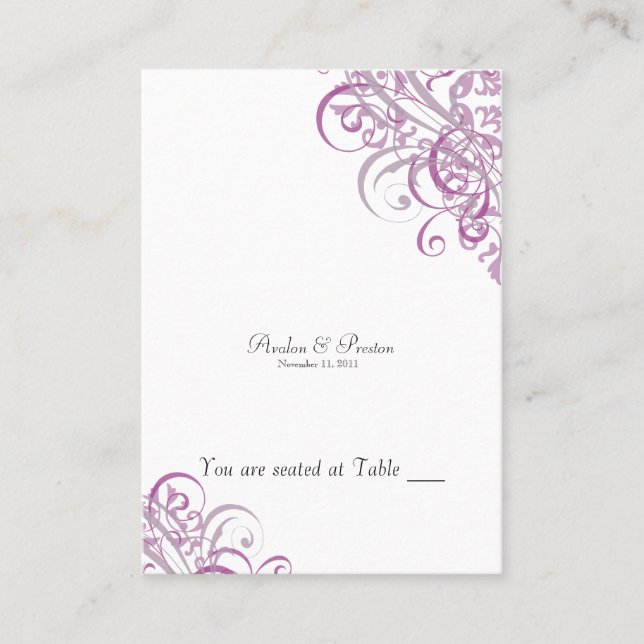 Exquisite Baroque Pink & White Scroll Placecardn Place Card (Front)