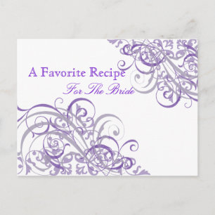 Exquisite Baroque Purple Bridal Shower Recipe Card