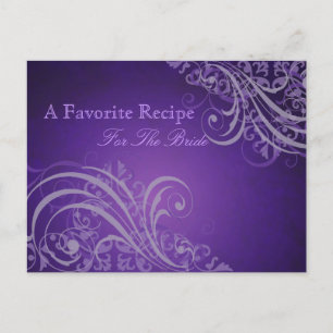 Exquisite Baroque Purple Bridal Shower Recipe Card