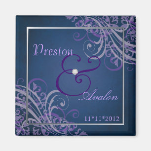 Exquisite Baroque Purple Save The Date Blue Magnet