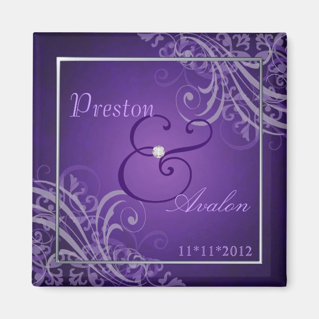 Exquisite Baroque Purple Save The Date Magnet (Front)