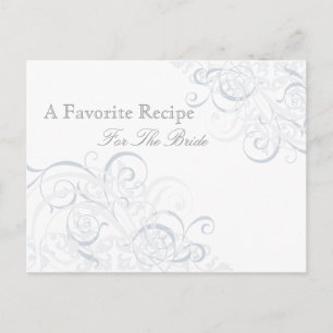Exquisite Baroque Silver Bridal Shower Recipe Card