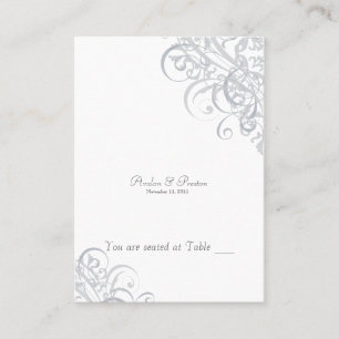Exquisite Baroque White & Silver Scroll Placecard