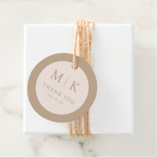 Exquisite Beige Calligraphy Circle Favour Tags