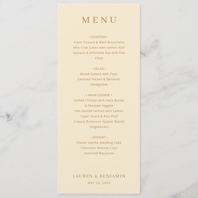 Exquisite Beige Calligraphy Menu (Front)