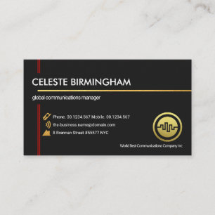 Exquisite Black Gold Red Lines Founder Owner Business Card
