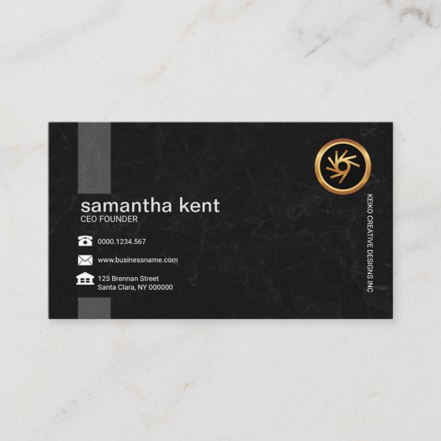 Exquisite Black Grunge Creative Founder CEO Business Card (Front)