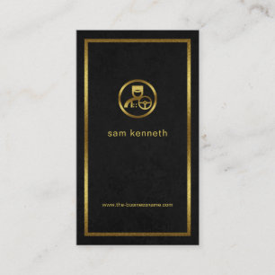 Exquisite Black Grunge Gold Border Chauffeur Business Card