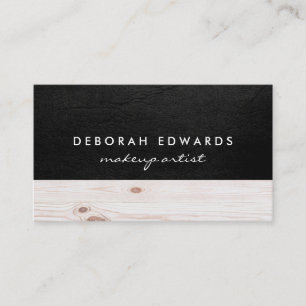 Exquisite Black Leather Wood Business Card