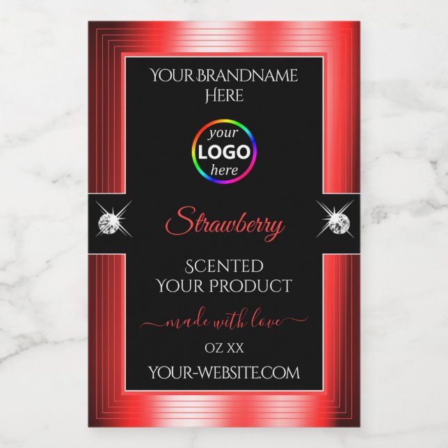 Exquisite Black Shiny Red with Logo Product Label (Single Label)