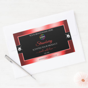 Exquisite Black Shiny Red with Logo Product Label