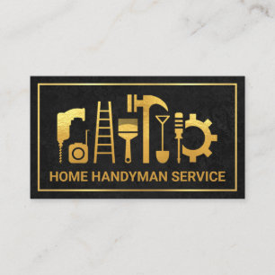 Exquisite Black Texture Gold Frame Building Business Card