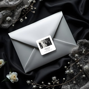 Exquisite Black White Elegant Wedding Anniversarie Square Sticker