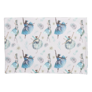 Exquisite Blue Ballerinas on Blush Pillowcase